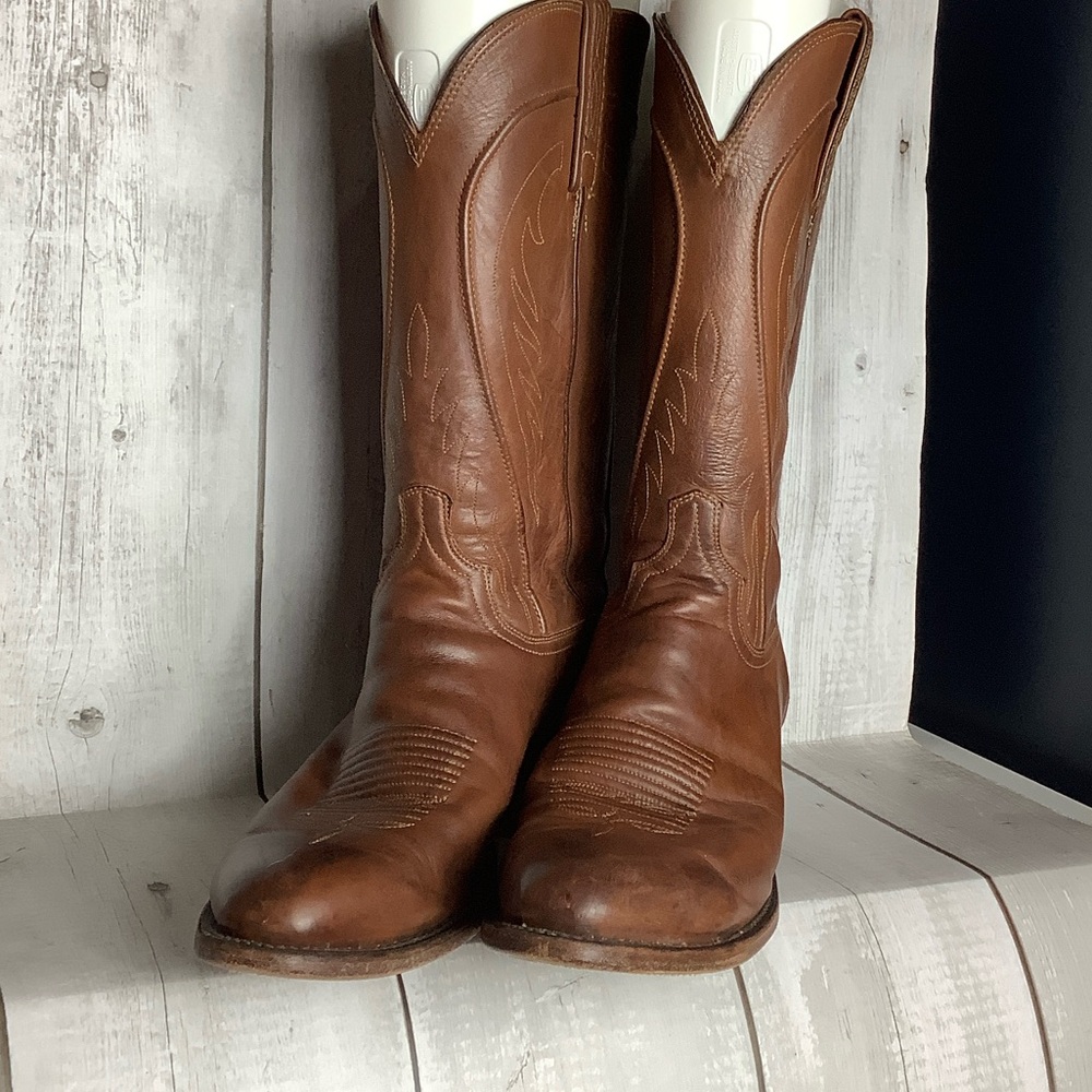 Lucchese Tan Leather Western Boots